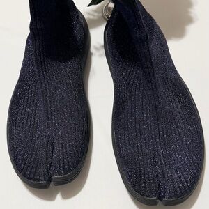 ILysm Split-Toe Glitter Sock Boots Purple/Black Womens Size: 10.5 Hightop